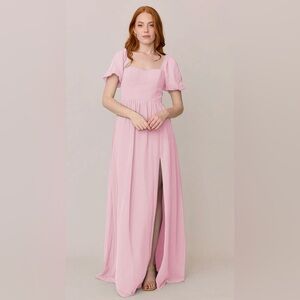 Revelry Isabella size 6 pink chiffon bridesmaid dress corset bodice prom formal